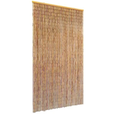 Image of vidaXL Insect Door Curtain Bamboo Bug Fly Screen Blind Mesh, Brown Wooden Blinds for Home Privacy &amp; Heat Insulation, 100x200 cm