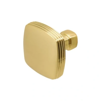 Image of Decoranddecor Zinnia Rounded Square Cabinet Knobs Contemporary Design 35mm Solid Zinc (Gold)
