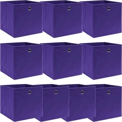 Image of vidaXL Storage Boxes 10 pcs Purple 32x32x32 cm Fabric