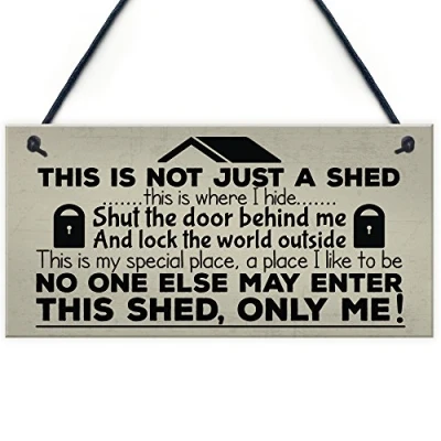 Image of RED OCEAN Shut The Door Novelty Hanging Shed Plaque SummerHouse Garden Sign Man Cave Friendship Men Gift
