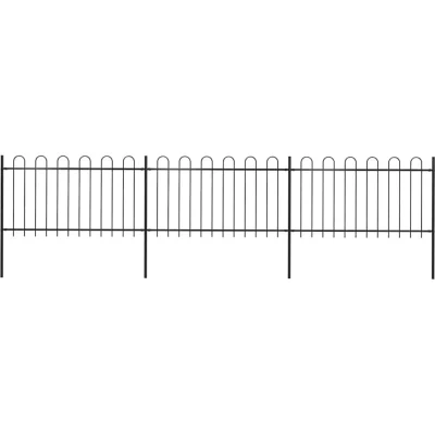Image of vidaXL Garden Fence with Hoop Top Steel 5.1x1 m Black