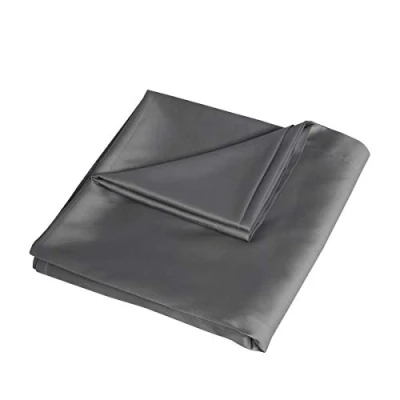 Image of Sleepdown Flat Sheet 100% Cotton Sateen Soft Cosy 300 Thread Count Luxury Bedding Bedsheet Bed Linen Charcoal Grey Single (180cm x 240cm)