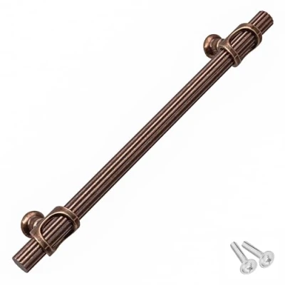 Image of Decoranddecor Bar Drawer Pull Handles with Lines Design Kitchen Cabinet Decorative Hardware Bedroom Bathroom Furniture Accessories (320mm Hole Centres, Antique Copper)