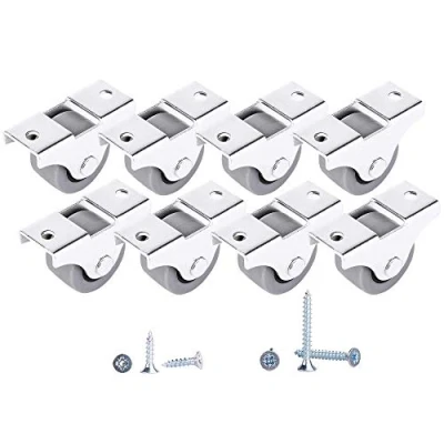 Image of (Pack of 8) 25 mm Small Wheel Castors Rubber Casters for Furniture Non Swivel Wheels Plastic Appliance &amp; Equipment Screws Included Set (8, ⌀25mm / 20kg)