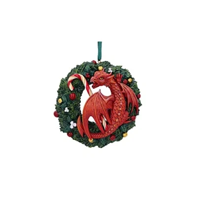 Image of Nemesis Now Anne Stokes Sweet Tooth Dragon Hanging Ornament 9cm, Resin, Red, Merchandise, Christmas Decoration, Cast in the Finest Expertly Hand Painted