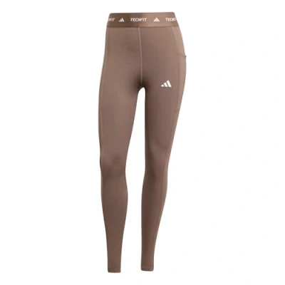 Image of adidas Women&#039;s TECHFIT Stash Pocket Full Length Leggings, Earth Strata, XXS