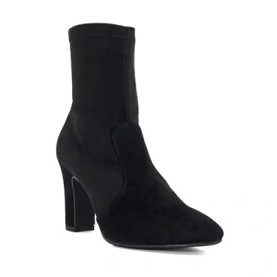 Image of Dune Ladies OPTILLY Wide Fit Almond Toe Sock Boots Size UK 8 Block Heel Suede Ankle Black