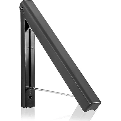 Image of JSUOEO Folding Wall Mounted Clothes Hanger, Drying Rack Retractable Multifunctional Portable Storage Organiser for Bedroom Bathroom Balcony Indoor Outdoor Black