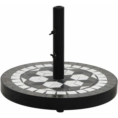 Image of vidaXL Parasol Base Black and White Round 12 kg