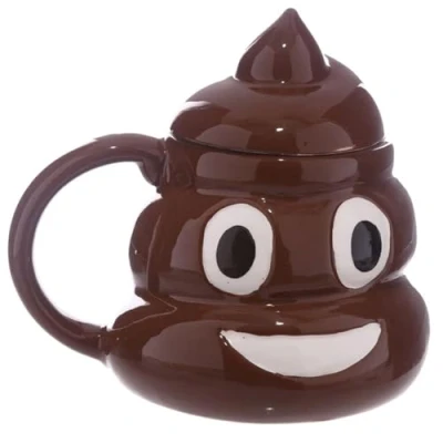 Image of Caribou Living Emoji Poo Poop Novelty Funny Ceramic Mug Cup 450ml for Hot Drinks Tea Coffee Chocolate