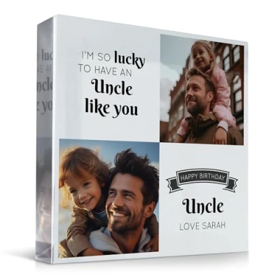 Image of RED OCEAN Personalised Uncle Birthday Gifts Custom Acrylic Freestanding Photo Block Gift For Him