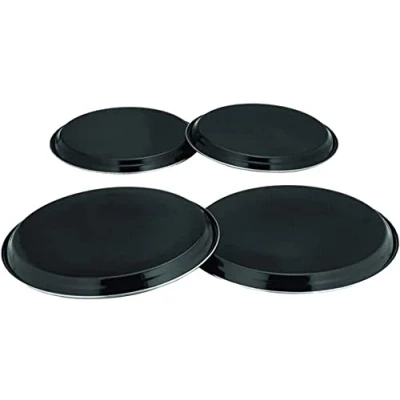 Image of Nobel Set of 4 Stainless Steel Hob Covers, Electric,Gas Hobs Oven Protector, for Kitchen Heat Resistant, Cooker Protection, Silver (Black)