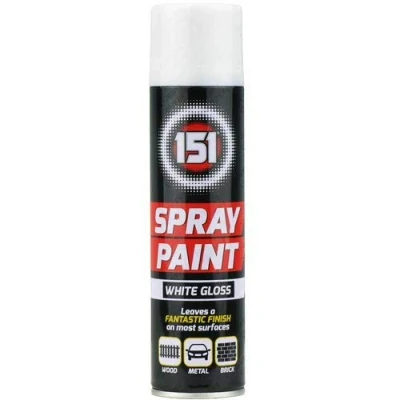 Image of 151 White Gloss Multi Purpose Aerosol Spray Paint 250ml (2 Pack)