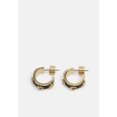 Image of Coach Gold Black Pegged C Hoop Earrings