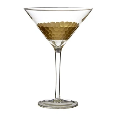Image of Premier Housewares 250ml Cocktail Glass Honeycomb Design Martini Glasses Drinking Clear Margarita Set of 2 14 X 19 Cm