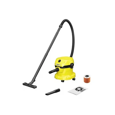 Image of Kärcher Wet &amp; Dry Vacuum Cleaner WD 2 Plus, blowing function, power: 1000w, plastic container: 12 l, suction hose: 1.8 m, incl. cartridge filter, floor and crevice nozzle, Yellow
