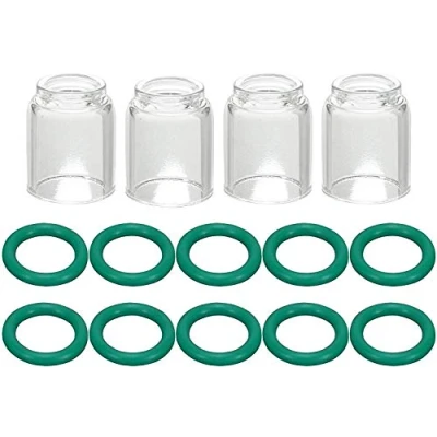 Image of RIVERWELD Insulated Glass TIG Cups #7 (11.0mm Orifice) Clear Quartz Nozzle for SR WP 9 17 18 20 25 26 Welding Torch 14pcs