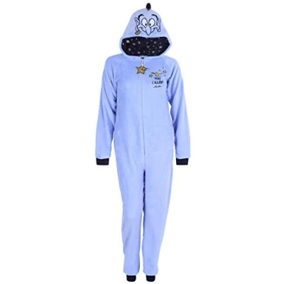 Image of Disney Aladdin Women Teens Warm Blue One Piece Pyjamas Onesie L