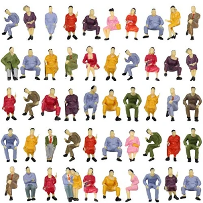 Image of Evemodel P4302 50pcs All Seated Sitting Figures O Gauge 1/50 Scale People Railway Scenery Miniature Model Train Layout