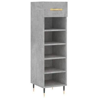 Image of vidaXL Shoe Cabinet in Concrete Grey Engineered Wood Storage with Drawer and Open Compartments, Industrial Style, Ideal for Living Room Hallway