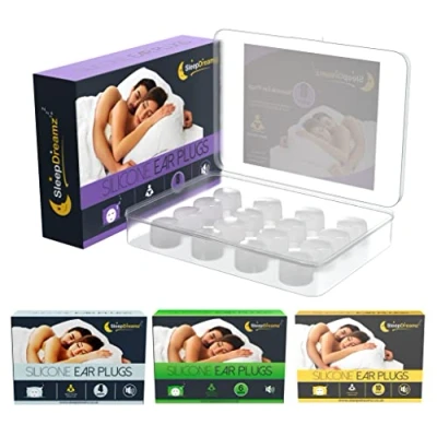 Image of Premium Ear Plugs for Sleeping (8 Pairs, White) Noise Cancelling Earplugs Peaceful &amp; Uninterrupted Sleep Soft Comfortable Silicone Work, Concerts Travel by SleepDreamz