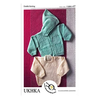 Image of UKHKA Baby Double Knitting Pattern Cable Knit Hooded Cardigan &amp; Sweater with Button Detail 67