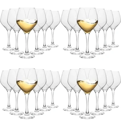 Image of Homiu Large White Wine Glasses Set of 24 330 ML Napoli Collection Glass Drinking Crystal Clear Wedding Gift Cocktail Home Restaurants Kitchen Dishwasher Safe