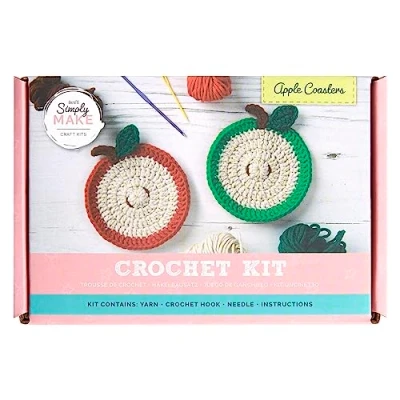 Image of Docrafts Simply Make Crochet DIY Apple Fruit Coaster Hobby Craft Making Kit, Turn Your Hand To Crocheting Ideal For The Adult And Older Child, Makes A Great Gift Beginner Experienced Crafter