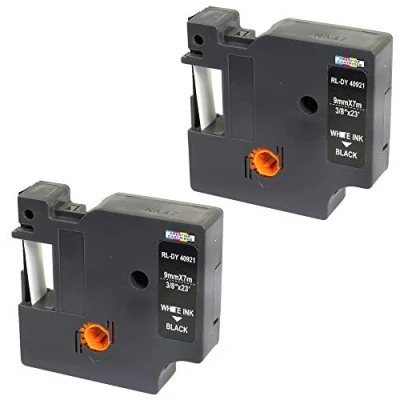 Image of 2 x Label Tape Cassettes 40921 White on Black 9 mm 7 m Compatible with LabelManager LM 160 210D 220P 260P 280 360D 420P 450D 500TS PnP MobileLabeler LabelPoint LabelWriter LW 400 450 Duo