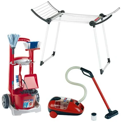 Image of Theo Klein 6792 Vileda Cleaning Trolley with Vacuum Cleaner and Drying Rack