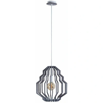 Image of Rufo Wire Frame Pendant Ceiling Light Grey, 35.5cm, 1x E27