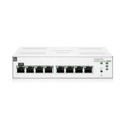 Image of HPE Networking Instant On Switch Series 1830 Intelligently Managed Layer 2 Ethernet with 8 Port Gb 8X 1G Fanless EU Cable (JL810A#ABB)