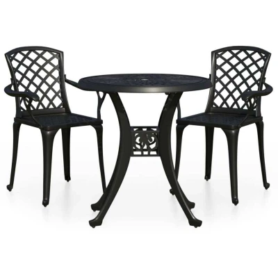Image of vidaXL 3 Piece Bistro Set Cast Aluminium Black