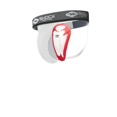 Image of Shock Doctor Jockstrap with Protective Cup for Boys Whits Large (kids) Designed Playing Sport.