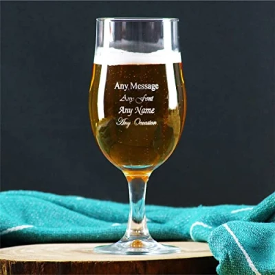 Image of Personalised Engraved 20oz Classic Draft Stemmed Pint Glass with Any Message