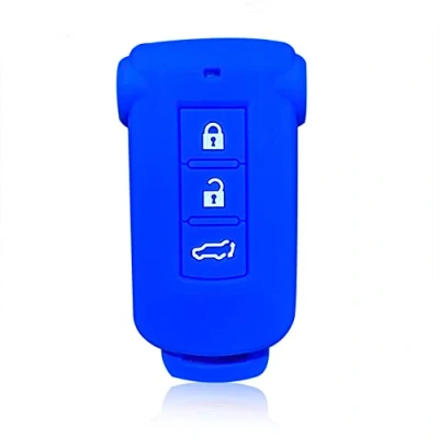 Image of Nordecco Silicone Key Protective Case Fits For Mitsubishi Outlander PHEV Pajero Delica D5 2014 2017 2018 3 Button KeyLess (Blue)