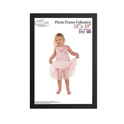 Image of Inov8 British Made Real Wood Picture/Photo Frame 15x10&quot; Inch(38x25cm) Auckland 20mm Pine Black