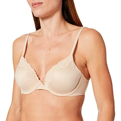 Image of Maidenform Women&#039;s Comfort Devotion Underwire Everyday Bra, Beige (Latte Lift/Black), 34D UK