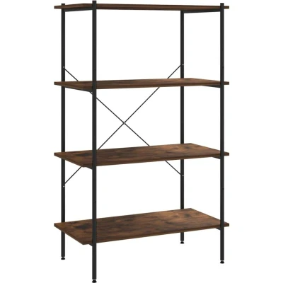 Image of vidaXL 4 Tier Shelving Unit Black and Dark Wood 80x40x130 cm