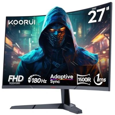 Image of KOORUI 27 Inch 165Hz Gaming Monitor Curved 1ms Response Time, Full HD 1080p, 1800R Curvature, VA Panel, for PC &amp; Console