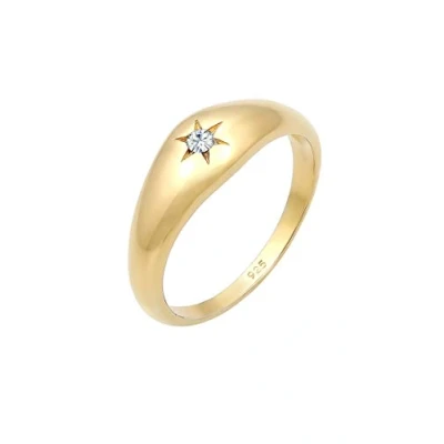 Image of Elli Ring Woman Signet Star Symbol Sparkling with Crystals in 925 Sterling Silver