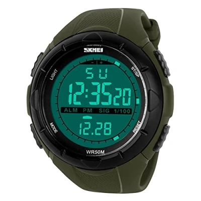 Image of SKMEI Men&#039;s Military Style Digital LCD Display Waterproof Sporty Wrist Watch Army Green