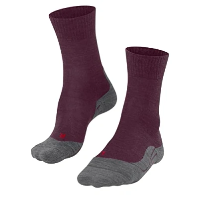 Image of FALKE Women&#039;s TK5 Wander W SO Wool Thin Anti Blister 1 Pair Hiking Socks, Red (Grape Wine 8213), 4 5
