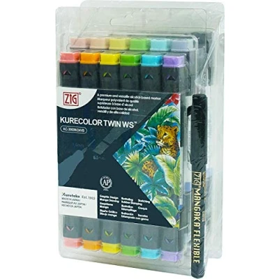 Image of Zig KC3000N24VB Kurecolor Twin Ws Graphic Marker Set of 24, Tip