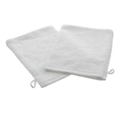 Image of aztex Cotton Wash Mitt set of 2, flannel alternative, 450gsm, White
