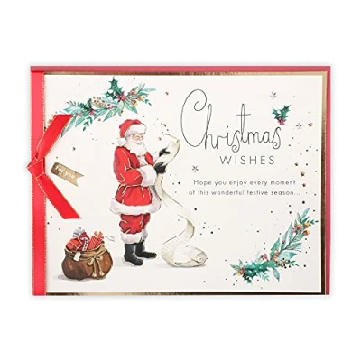 Image of Clintons: Traditional Santa with List General Christmas Card, Multi colour, 155 x 201, 1181091