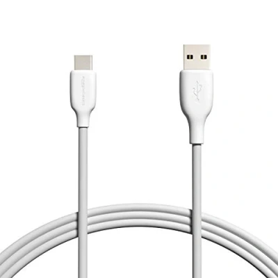 Image of Amazon Basics USB C to A 2.0 Fast Charge and Data Transfer Cable, 480Mbps Speed, IF Certified, for Apple iPhone 15, iPad, Samsung Galaxy, Tablets, Laptops, 1.8 m, White