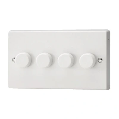 Image of Varilight JQDP254W Leading &amp; Trailing Edge 4 Gang White PVC