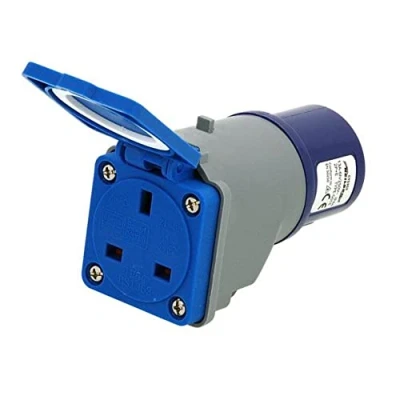 Image of 2P+E Industrial Plug to 13amp 3 Pin Socket Power Convertor Adaptor