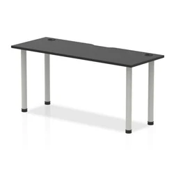 Image of Impulse Black 1600 x 600mm Straight Table CP Silver Leg